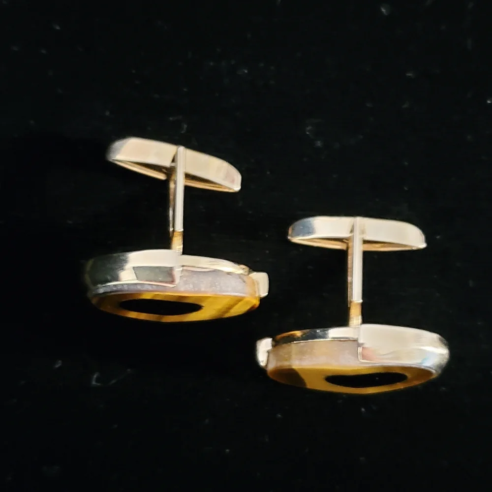 Swank Vintage Tigers Eye Black Onyx Cufflinks 1950's 1960's